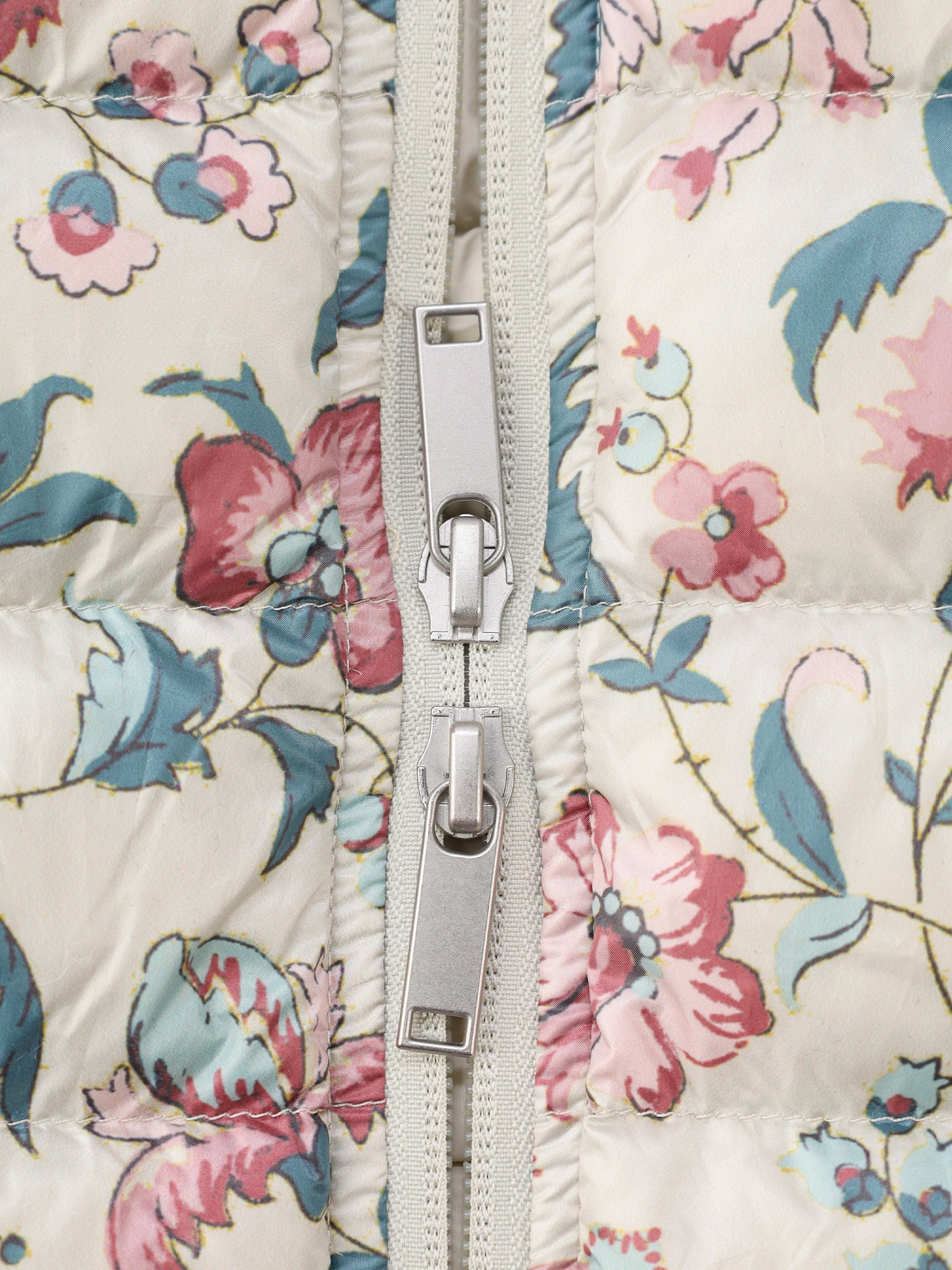 Куртка молочного цвета с цветочным принтом с горизонтальной стежкой